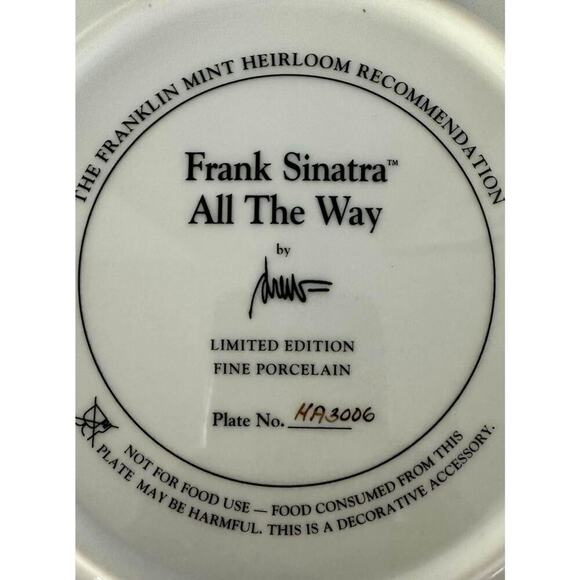 LOT OF 6 FRANK SINATRA FRANKLIN MINT LIMITED EDITION HEIRLOOM PORCELAIN PLATES - Picture 9 of 9